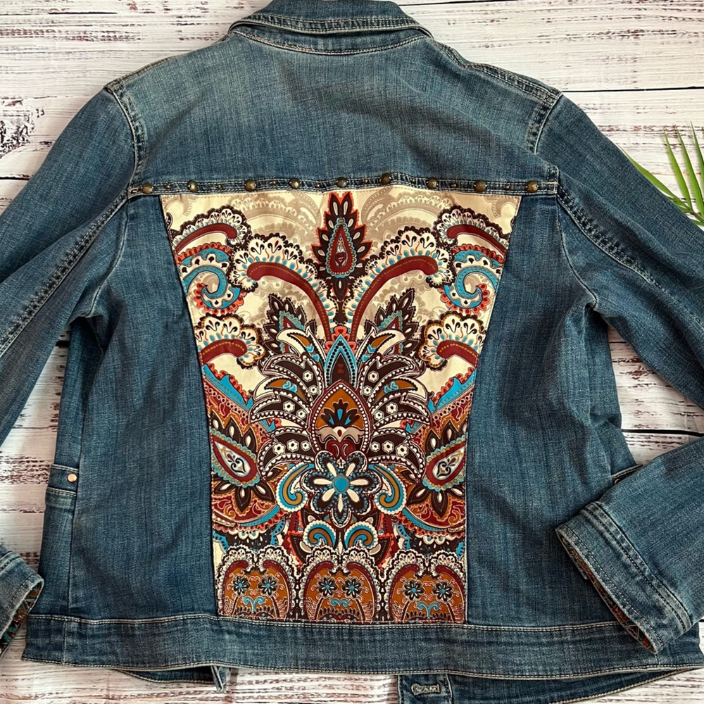 Chico’s Paisley Print Denim Jacket